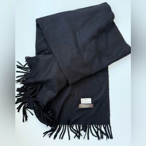 SKY CASHMERE Wool Scarf Wrap Womens Fringe Oversized 26x72, Black